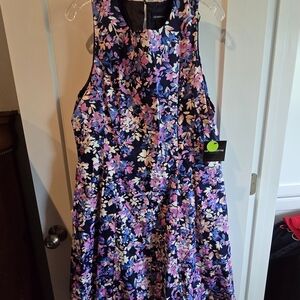 Floral Sleeveless Dress - Pink and Blue